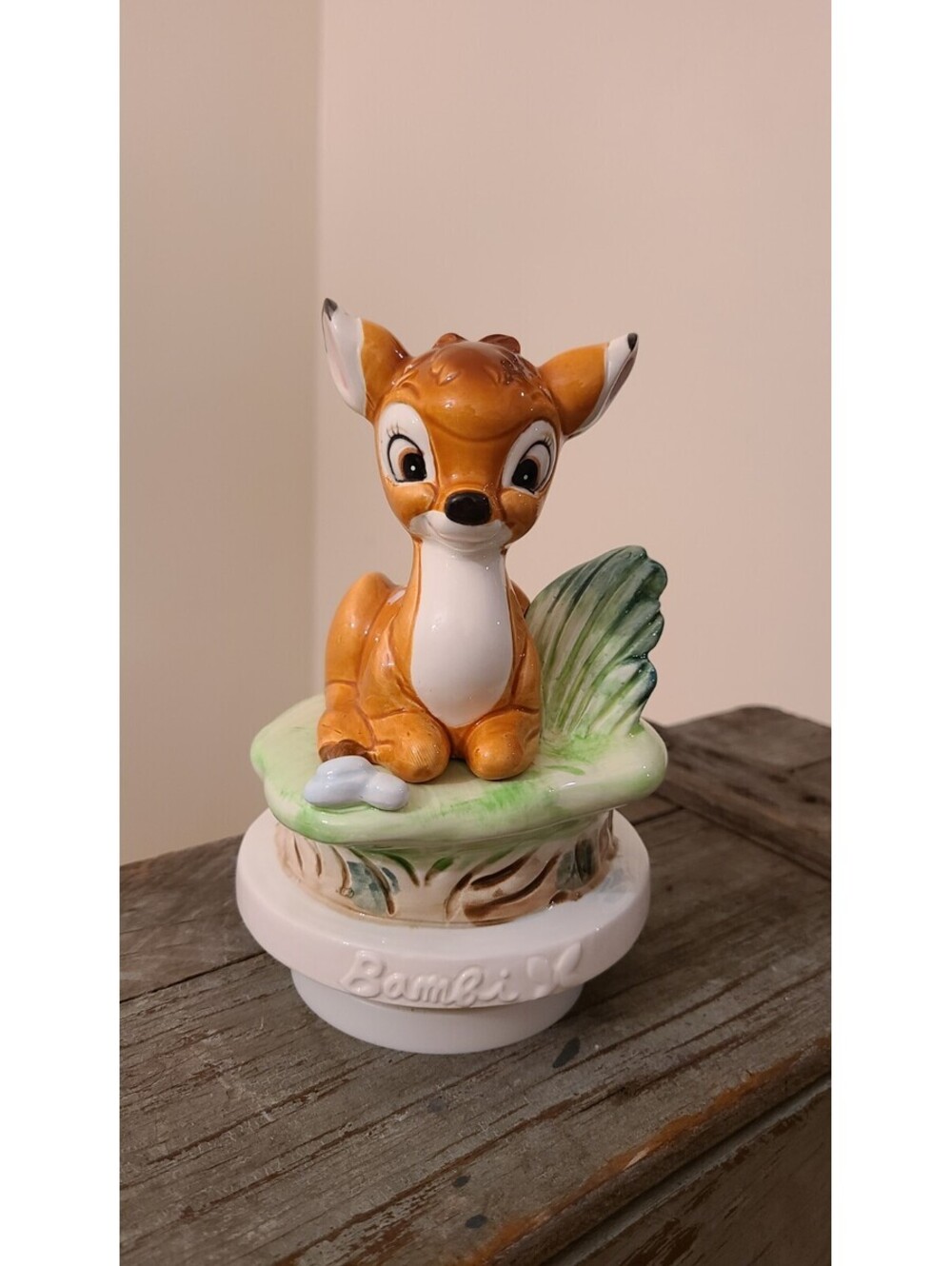Vintage Walt Disney Schmid Bambi Rotating Music Box